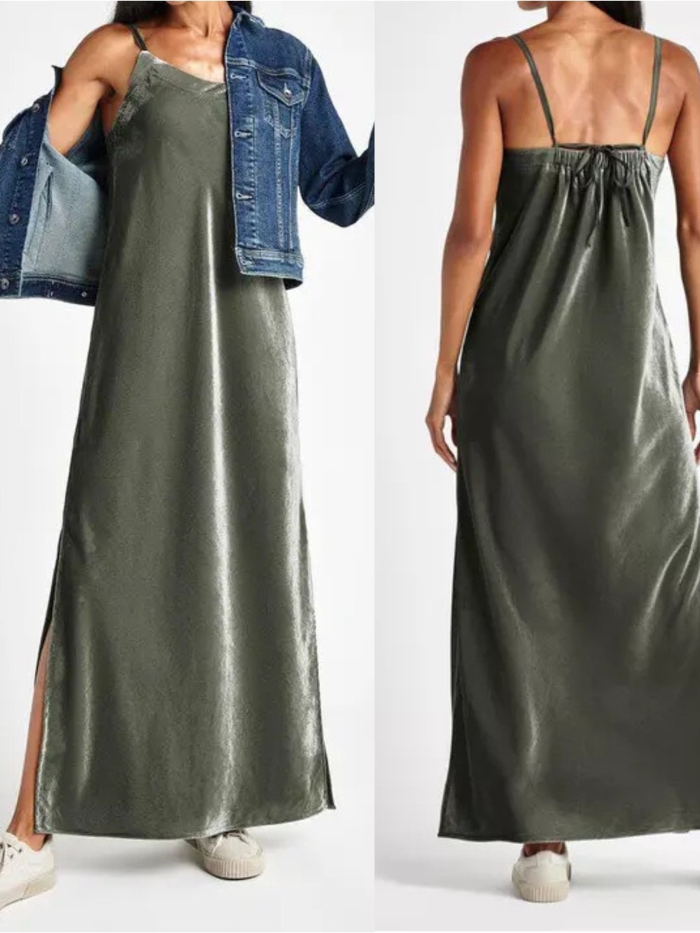NWT Splendid Green Velvet Breeze Maxi Dress size Small
